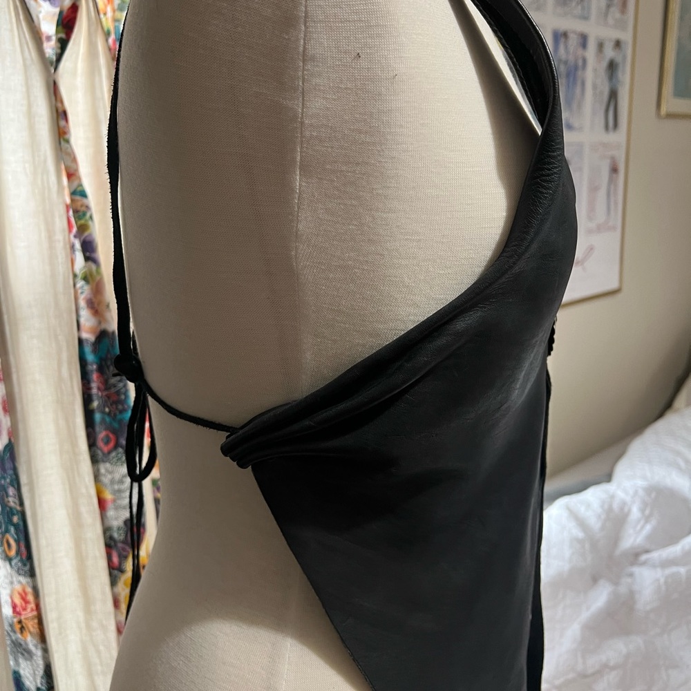 Genuine Leather festival backless top w metal bolero true vintage never worn